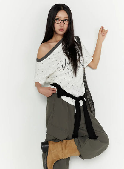 Cargo Wide Parachute Pants CU526
