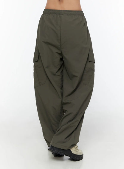 Cargo Wide Parachute Pants CU526