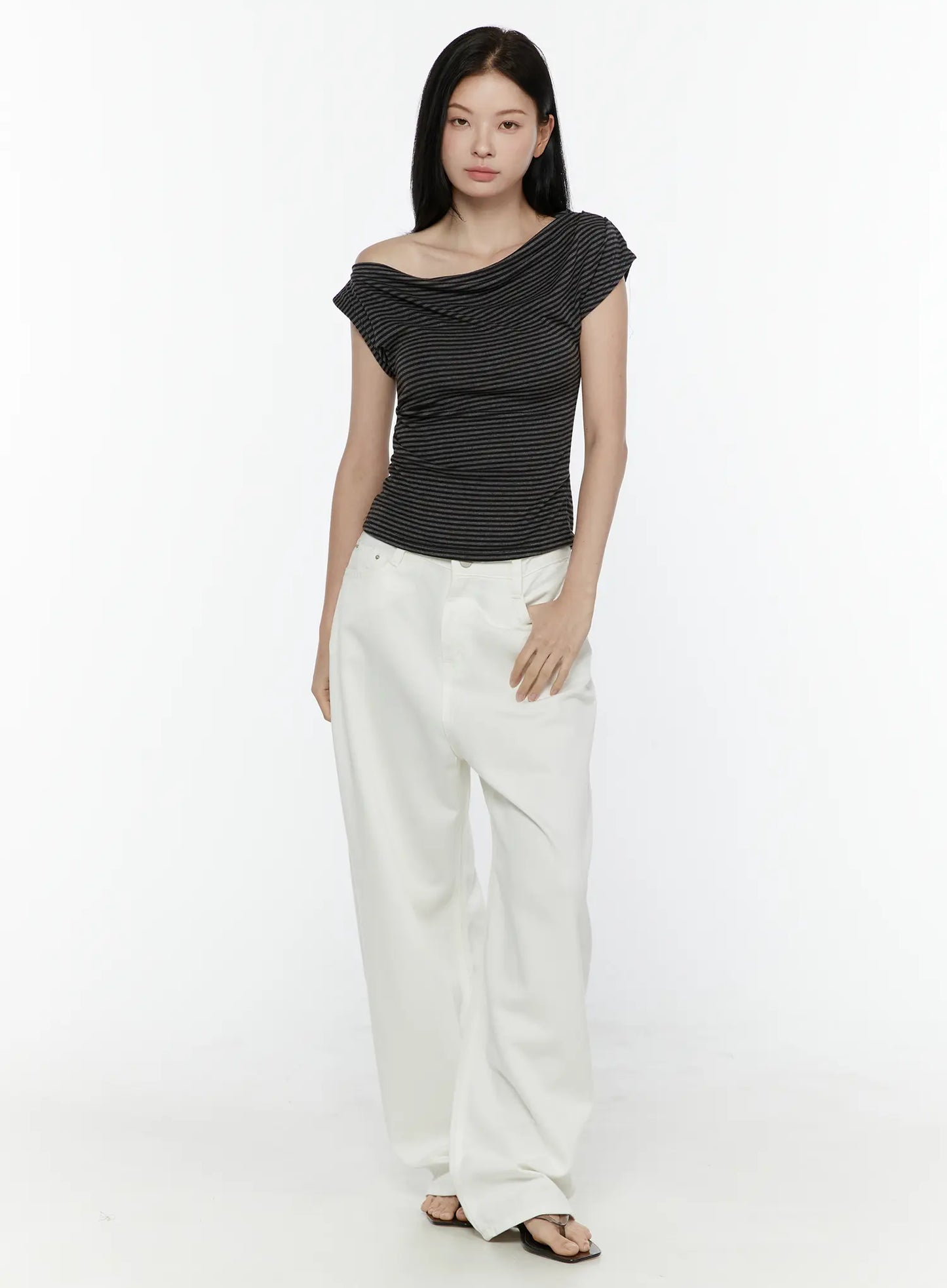 Casual Low-Rise Wide Leg Cotton Pants IL506