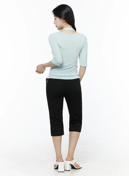 Casual Slim-Fit Capri Pants IU525