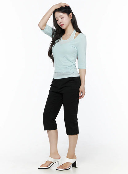 Casual Slim-Fit Capri Pants IU525