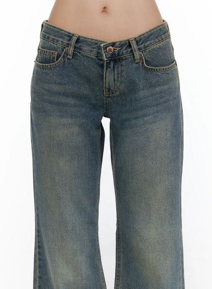 Cedar Vintage Wash Low-Rise Straight Jeans CL510