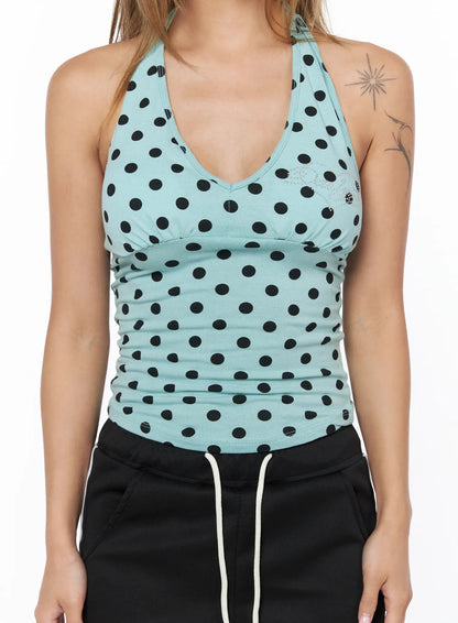 Chic Polka Dot Halter Top CU524