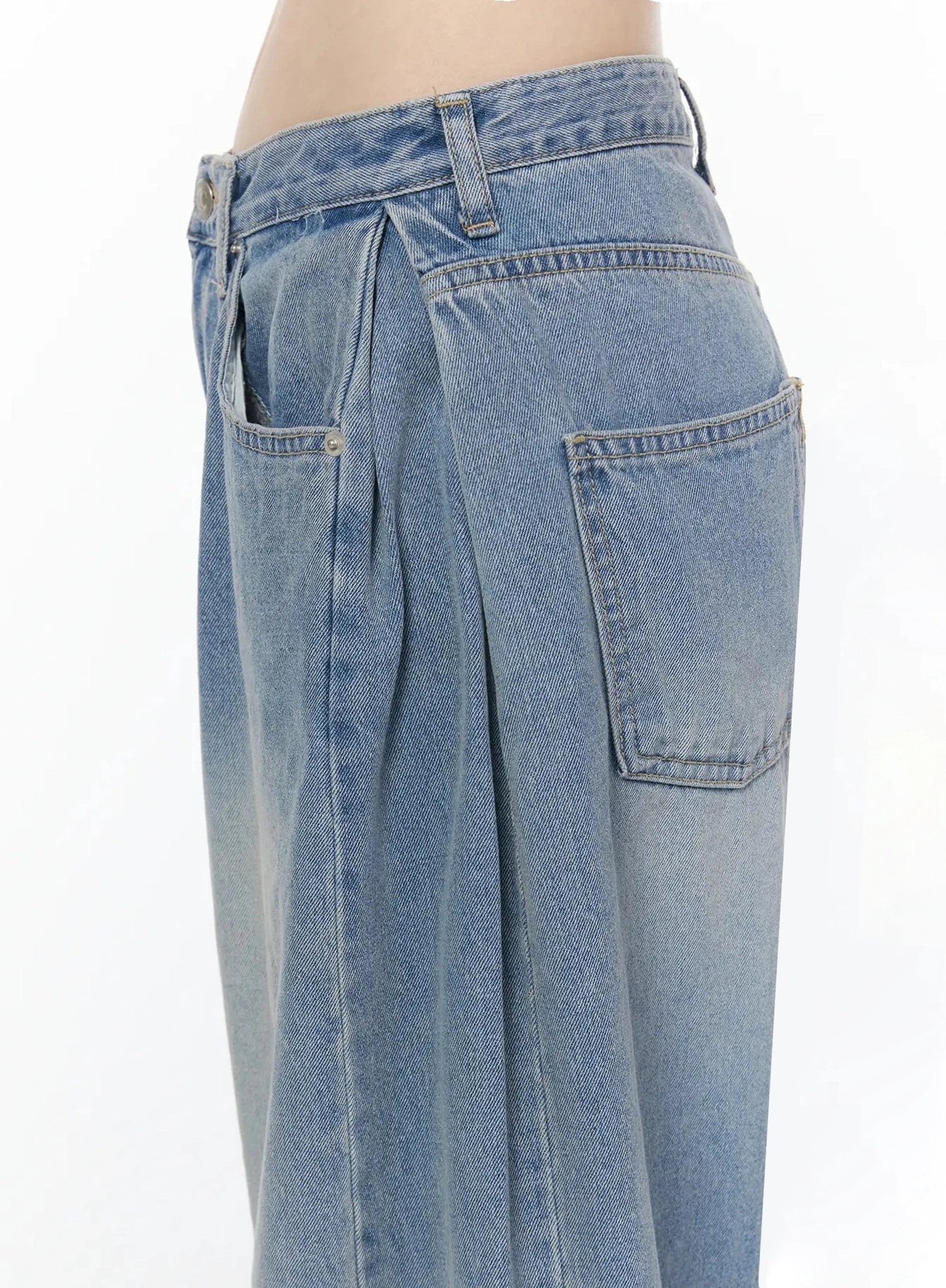 Coleen Side Pleat Baggy Jeans IL502
