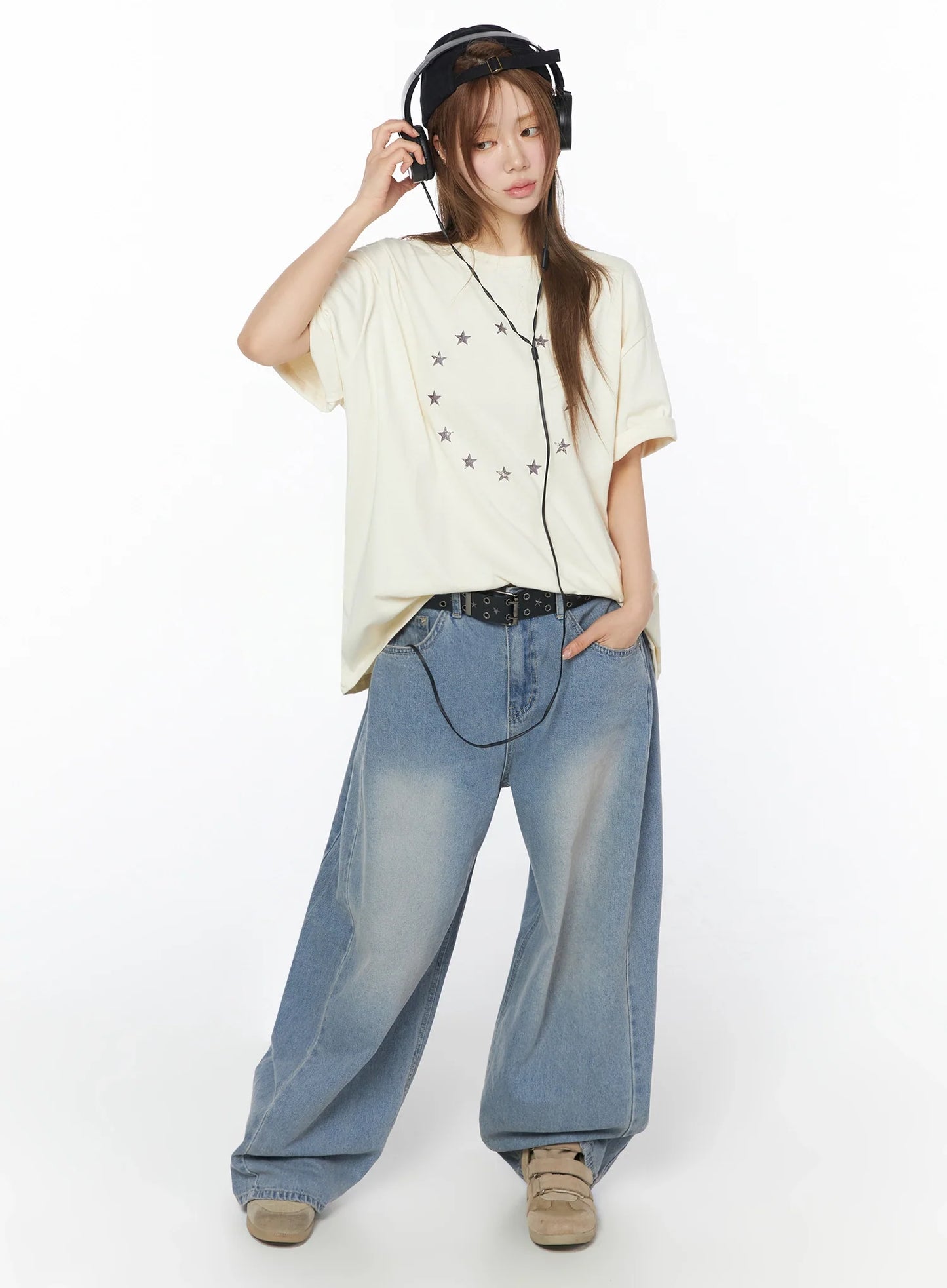 Coleen Side Pleat Baggy Jeans IL502