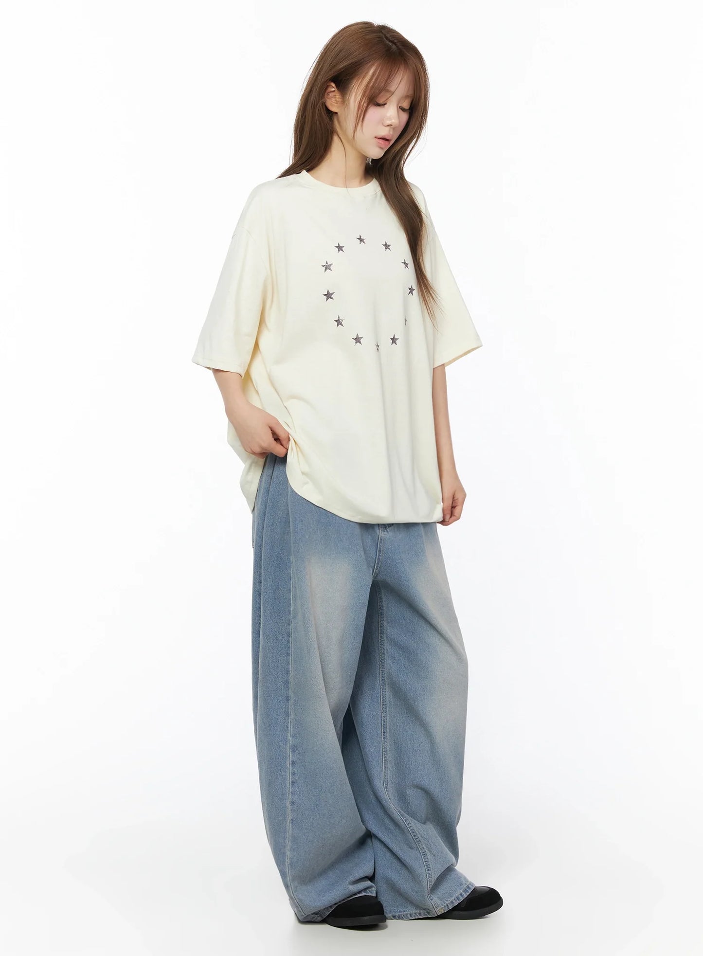 Coleen Side Pleat Baggy Jeans IL502