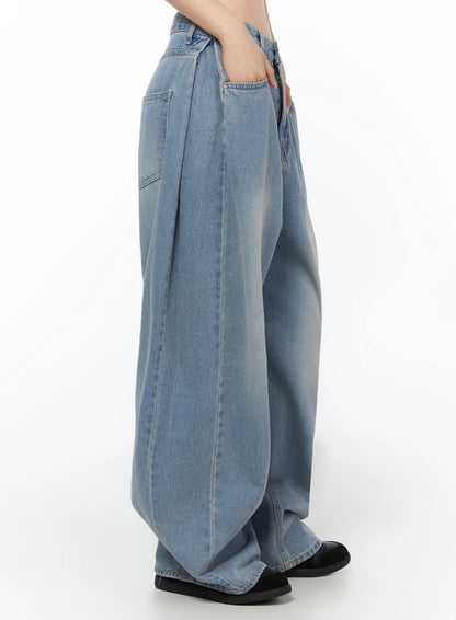 Coleen Side Pleat Baggy Jeans IL502