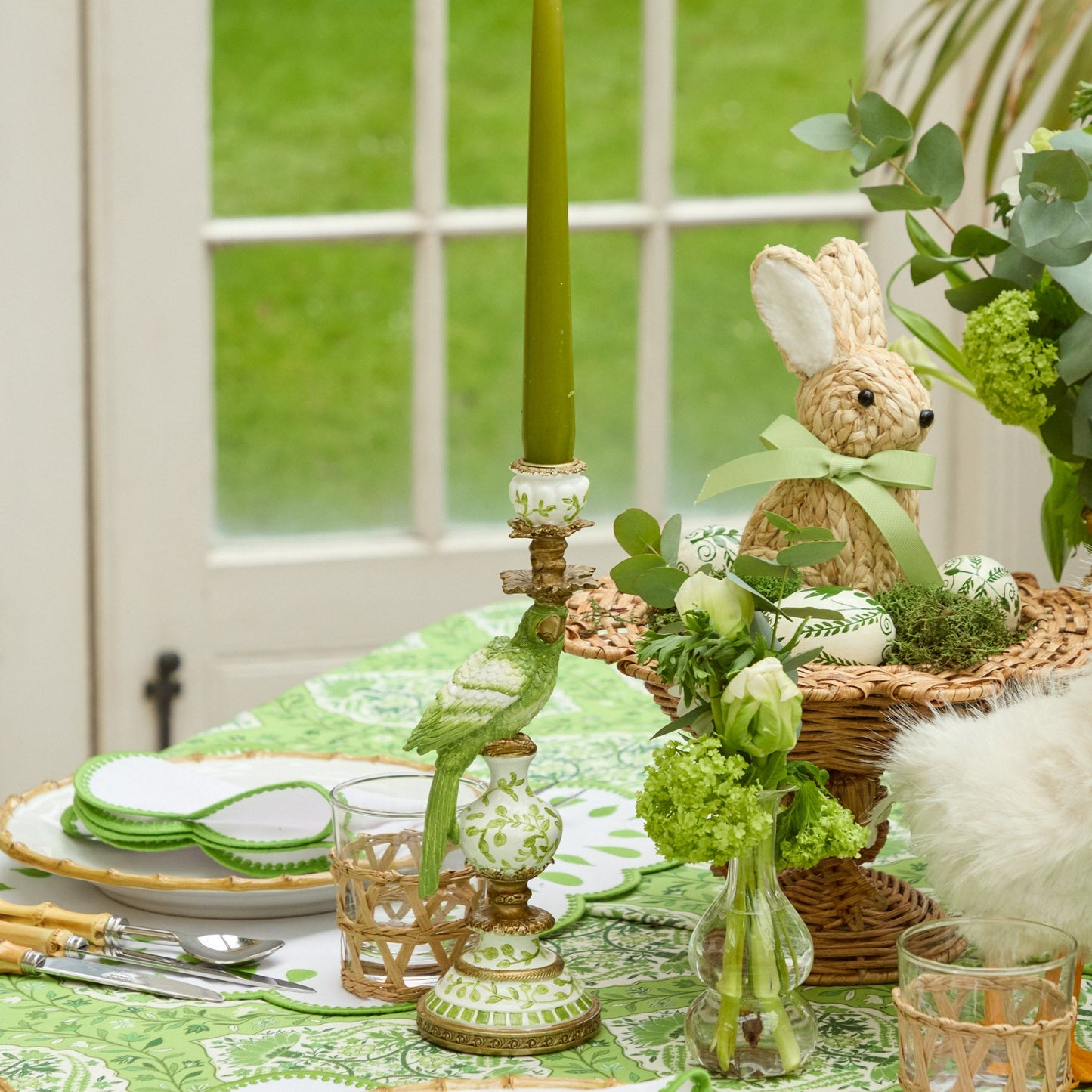 Green Parrot Candle Holder (Pair)