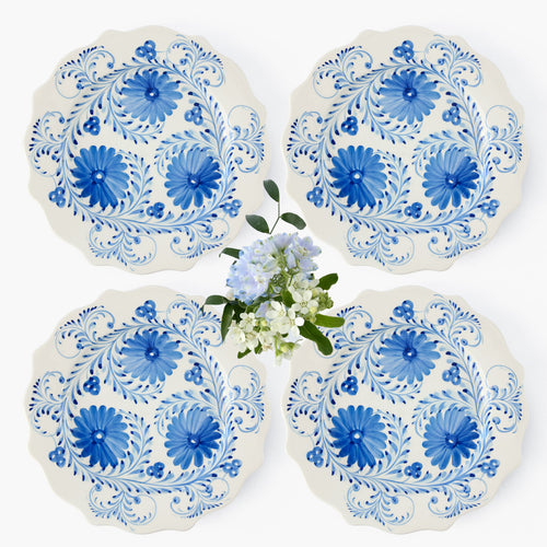 Blue Flowers Dinner Plates (Set of 4)